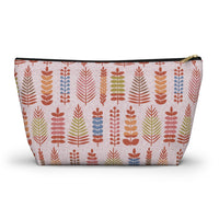 Stamped Leaves Accessory Pouch w T-bottom in Red